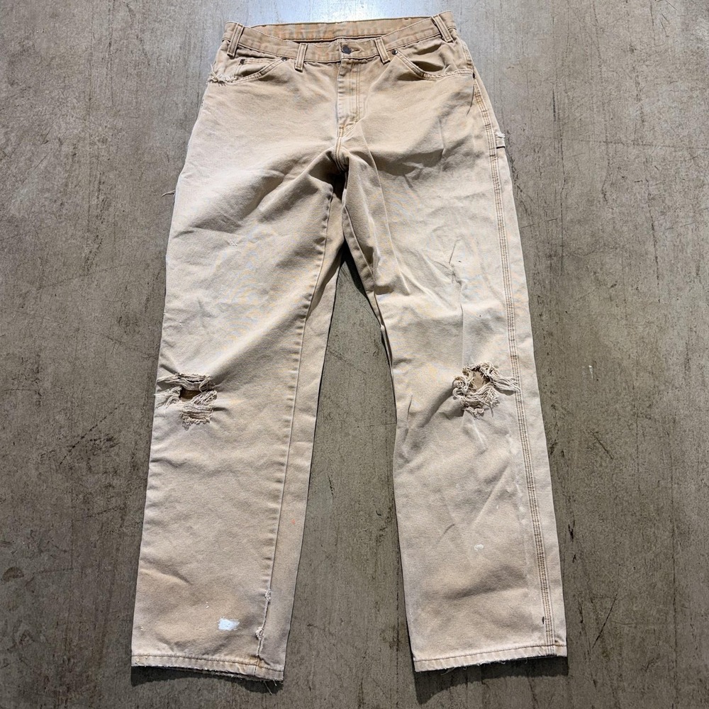 Dickies Pants Mens 34x31 Beige Carpenter Canvas Workwear Relaxed Fit Utility - Picture 6 of 8